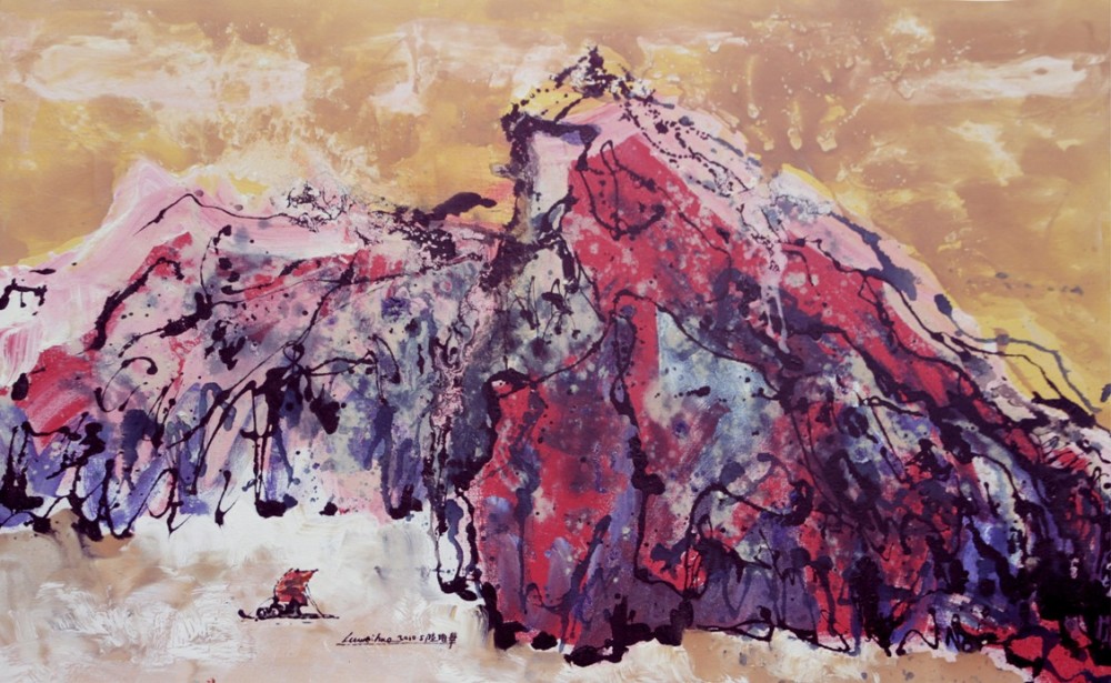 陆惟华油画作品《泰山神韵——紫气东来》，尺寸120x180（cm）